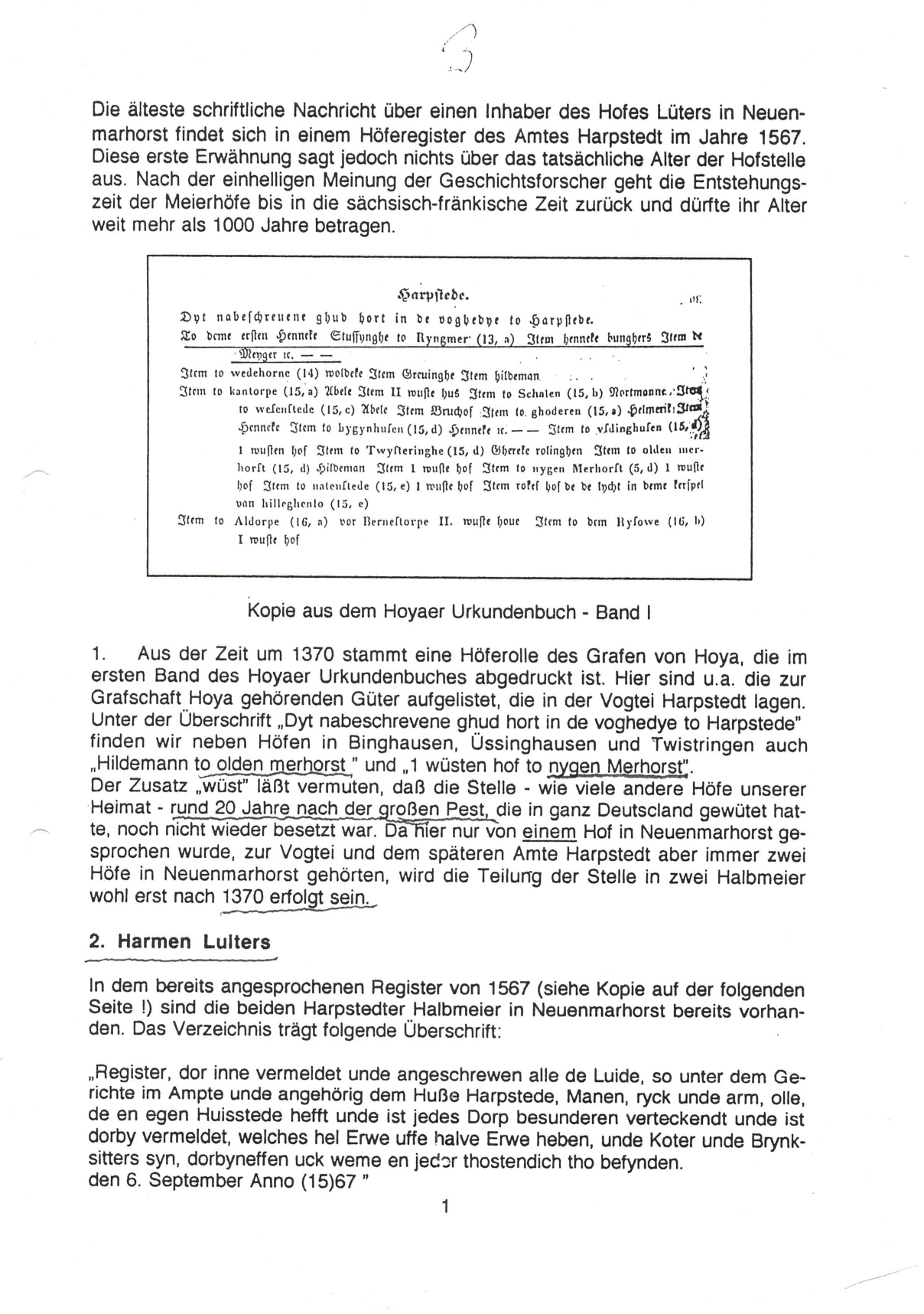 Höferolle Graf von Hoya ~1370